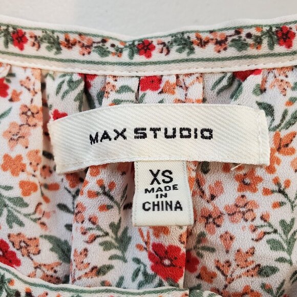 MAX STUDIO SZ XS Women's Floral 1/2 Sleeve pullover Blouse Top - Picture 5 of 7